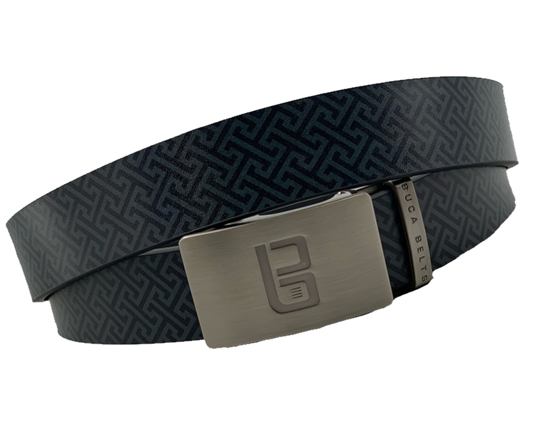Obsidian golf belt from Buca Belts.  Black golf belt with grey deisgn